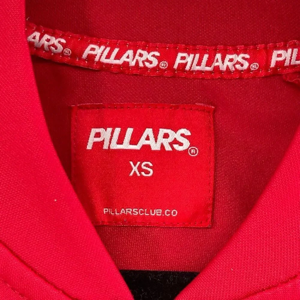 Pillars Men’s Red Track Jacket XS Oversized Zip Up Streetwear Athleisure